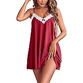 Ekouaer Women Lace Nightgown Sexy Spaghetti Strap Cami Sleeveless Chemise Sleepwear Sleep Dress
