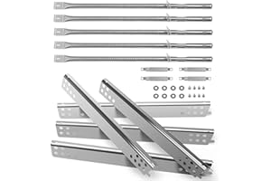 JCLMER Grill Burner Replacement Parts Kit for Charbroil Performance 5 Burner 463347519, 4 Burner 463347017, 463673017, 463376018P2, G470-0004-W1, Stainless Steel Heat Plate Tend Shield, Crossover Tubes