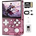 G350 Retro Handheld Game Console , 3.5 Inch IPS Screen Linux System Built-in 64G TF Card 4371 Games Preloaded Game Console 3200mAh Battery(Transparent Pink)