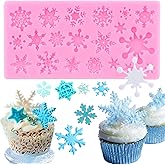 XMOLDNMS 3D Snowflake Silicone Mold Christmas Snowflake Fondant Silicone Mold For Cake Decorating Cupcake Topper Candy Chocolate Gum Paste Polymer Clay