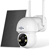Hiseeu Solar Wireless Security Camera Outdoor, 2.4G & 5G WiFi,Color Night Vision, 360° View, Pan & Tilt, 100% Wire-Free Add on Cam Compatible with 100% Wireless Home Security Camera System