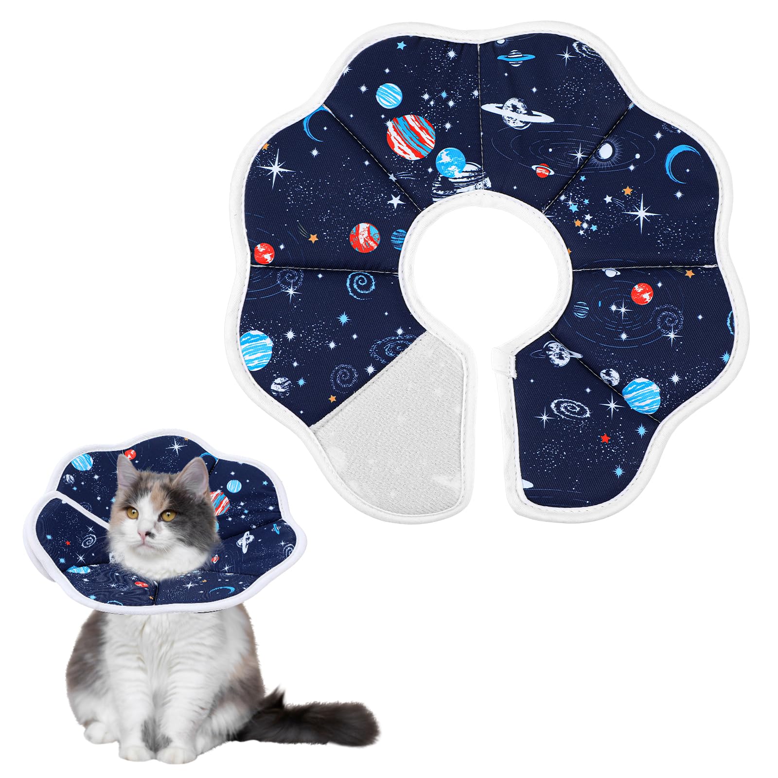 Photo 1 of Soft Cat Cone Collar, Adjustable Pet Recovery Collar Comfortable Cats Cones After Surgery, Protective Cats Neck Cone to Prevent Licking Wound, Lightweight Elizabethan Collars for Small Medium Kittens