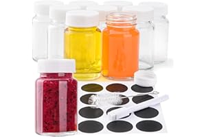 9pcs 2 oz Glass Ginger Shot Bottles with Lids, Small Clear Glass Bottles Mini Glass Jars Wide Mouth Shot Glasses Containers w