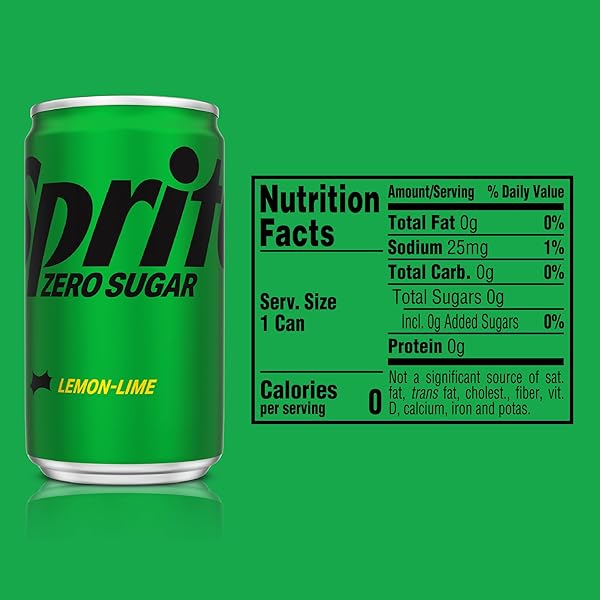 SPRITE ZERO SUGAR LEMON LIME DIET SODA POP SOFT DRINKS, 7.5 FL OZ, 10 PACK