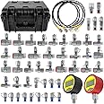 70DC Digital Hydraulic Pressure Test Coupling Kit Hydraulic Pressure Gauge Kit for Excavator Construction Machinery 2 Gauges 2 Test Hoses 18 Couplings 29 Tee Connectors 700BAR/10000PSI/70Mpa