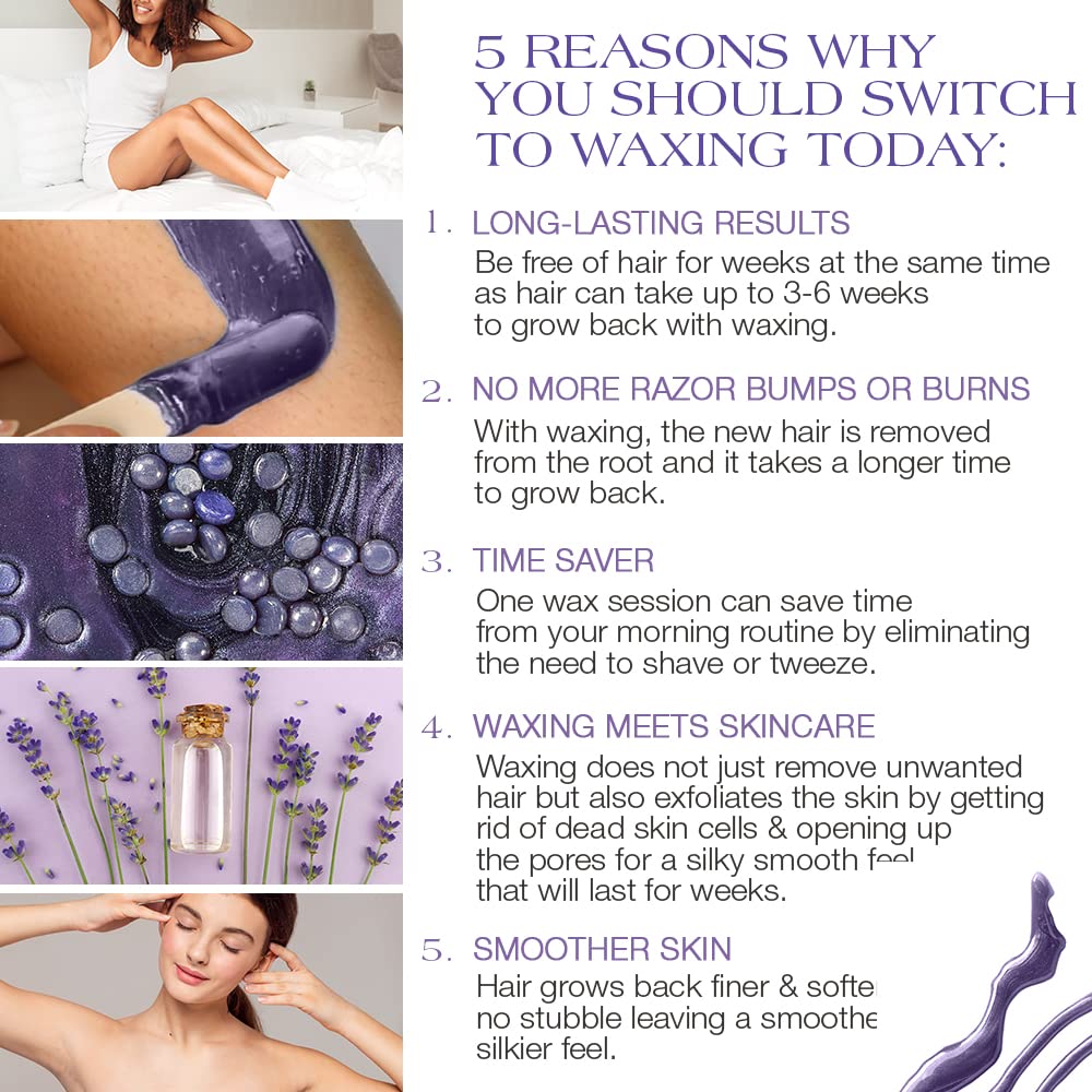 GIGI Hard Wax Beads for Hair Removal - Relaxing Lavender, Waxing Beads for Face, Body, and Sensitive Areas, 14 oz