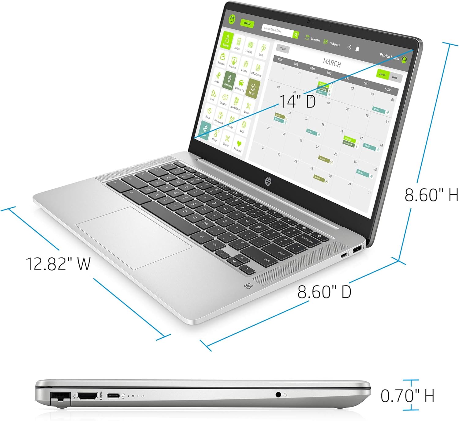 HP Chromebook 14-inch HD Laptop, Intel Celeron N4000, 4 GB RAM, 32 GB eMMC, Chrome (14a-na0010nr, Mineral Silver): Computers & Accessories