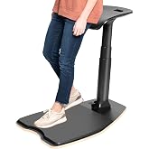VIVO Black Ergonomic Leaning Perch Chair w/Anti-Fatigue Mat, CHAIR-S02M | Standing Desk Stool, Height Adjustable Home Office Posture Seat, Holds 275 lbs