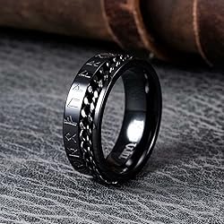 King Will 8mm Black Spinner Ring Cuban Chain Viking