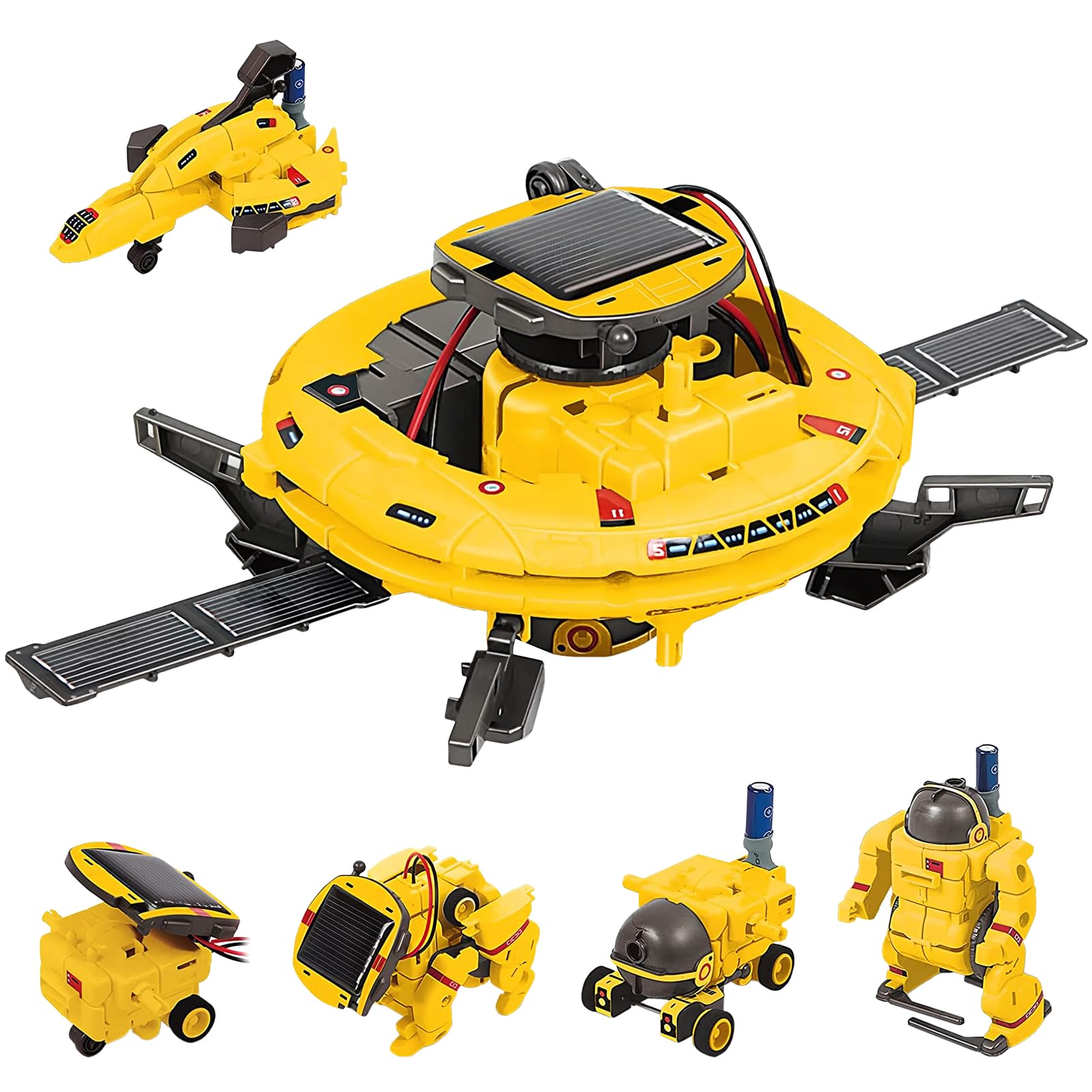 Focenat 6-in-1 Solar Robot Toys Kit, STEM Solar Robot Kit for Kids 6-15, Educational Building Toys with Solar & Battery Power, Science Space Robot Kit, Solar Power Toys Kits for Kids Birthday Gifts