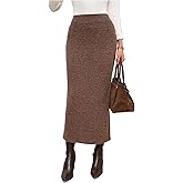 MakeMeChic Women's Sweater Skirt Elastic High Waist Knit Maxi Long Pencil Skirts