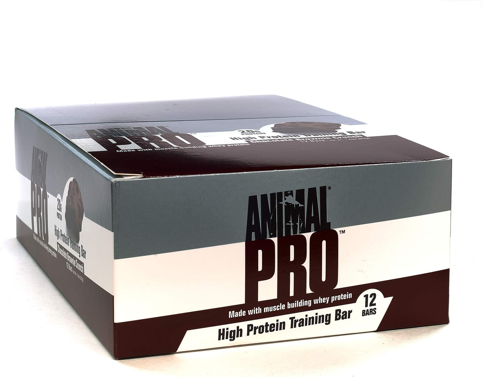 Animal pro Protein bar - Great Tasting, 20g Protein, pre/Post Workout Fuel, Brownie Crunch, 12 Count, Chocolate Brownie Crunch, 12 Count