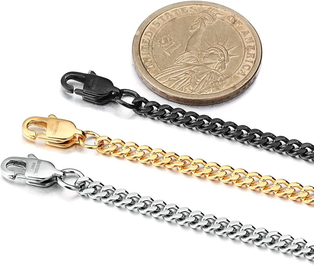 Jstyle Stainless Steel Link Curb Chain Necklace for Men Women 3 Pcs 3.5mm | 