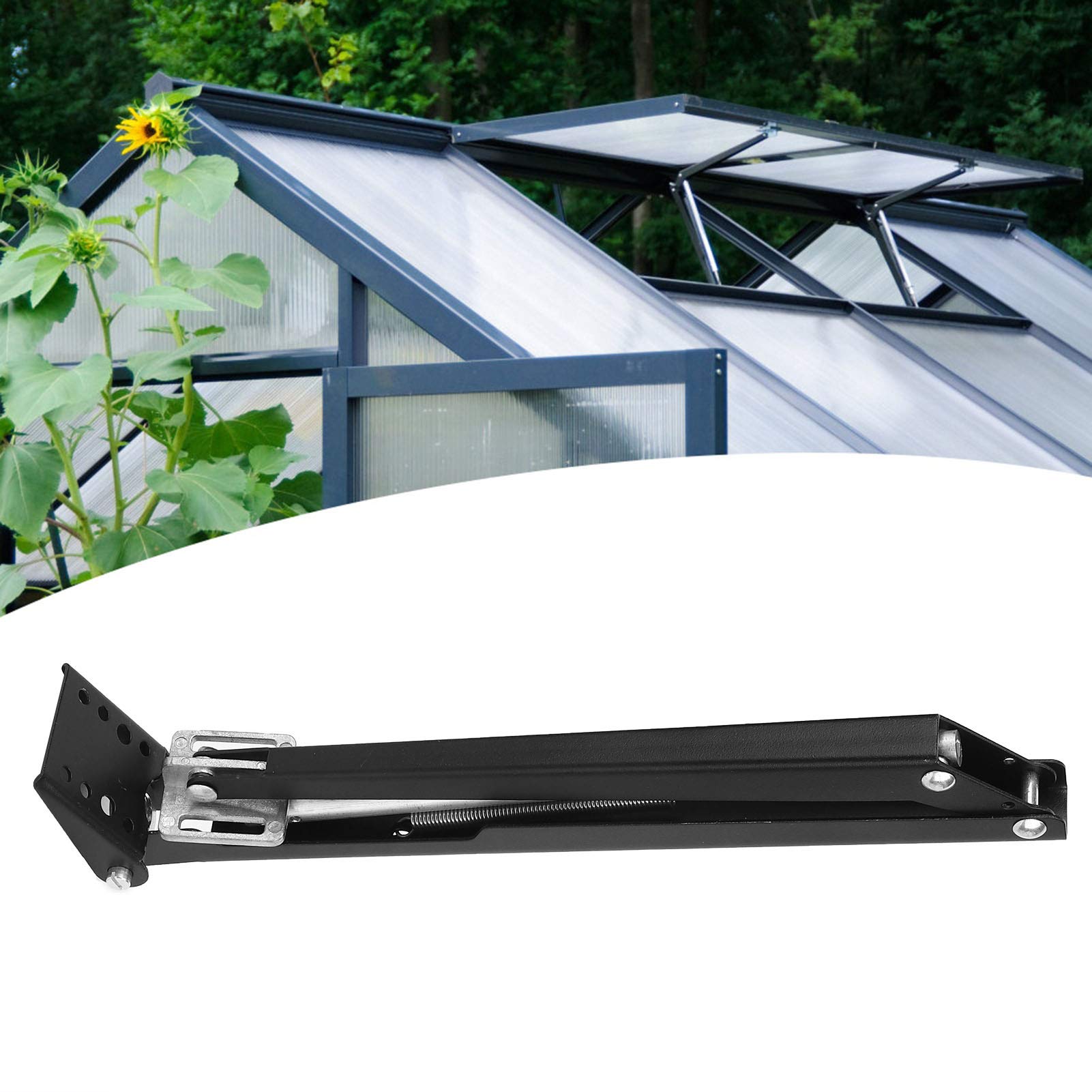 03 Greenhouse Window Opener, Automatic Vent Opener, with Springs Aluminum Alloy Black Gardening for Household Greenhouse