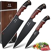 DRGSKL Japanese Chef Knife Set - 3 PCS Kitchen Utility Knife Sets for Cooking, Meat Cleaver Knives Set with Full Tang Wooden Handle, Gift for Birthday