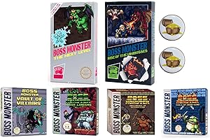 AMA Boss Monster Card Game Bundle with Two Base Sets, All Four Expansions, and Two Buttons