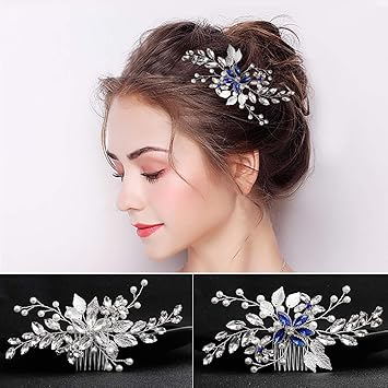 Amazon Com Bridal Hair Comb Elegant Leaf Pearl Crystal Hair Side