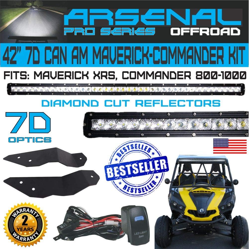 Pro Can Am Maverick XRS Commander 800 1000 42" 7D Pro Front LED Light Bar Kit with