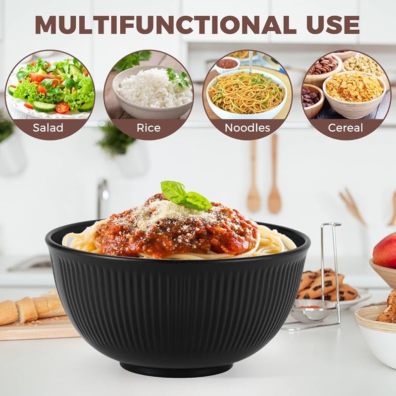 Juego de 8 cuencos irrompibles para cereales, cuencos de plástico ligero, cuenco de camping reutilizable para desayuno, arroz, fideos, ensalada, fruta, sopa, aperitivos, lavavajillas y — foto 5 de 7