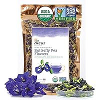 INCAS 100% USDA Organic Butterfly Pea Flower 4.41 oz (375+ Cups) DIRECT FROM SOURCE Thailand Non GMO Verified Dried Butterfly