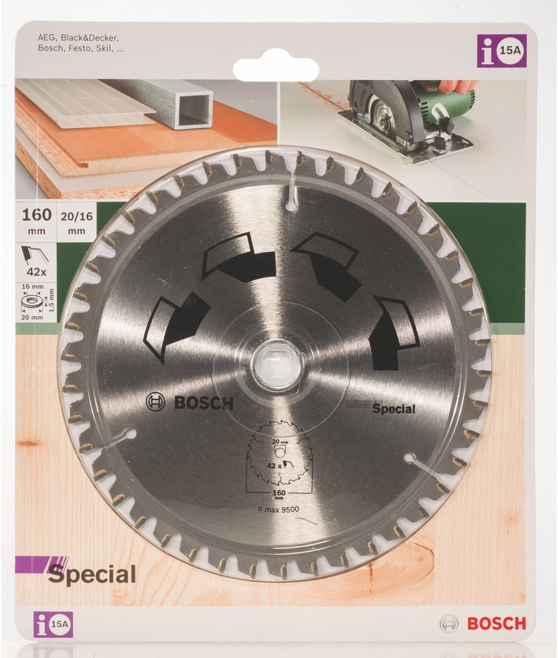 Bosch 1x Circular Saw Blade Special (for Wood Non-Ferrous Metals, Plastic, diameter 160 x 2.5/1.8 x 20/16 mm, 42 Teeth, FT - Image 3
