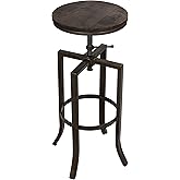 Bare Decor Dartanyan Solid Wood Adjustable Height Counter Stool, Brown 14" Seat