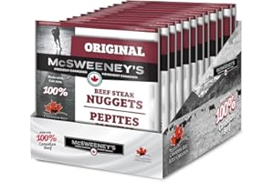 McSweeney's Original Beef Steak Nuggets Box. 100% Made in Canada, High Protein Snacks, Gluten Free, Low Fat, Meat Snacks, Nat
