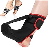 Plantar Fasciitis Night Splint Sock: Soft Plantar Fasciitis Brace with Arch Support for Sleeping Achilles Tendonitis Foot Drop Heel Pain - Plantar Fasciitis Relief for Women and Men Black-Red (Medium)