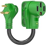 RVGUARD 30 Amp to 50 Amp RV Adapter Cord 12 Inch, TT-30P Male to 14-50R Female, Dogbone Electrical Converter with LED Power I