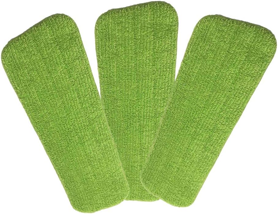 Microfiber Spray Mop Replacement Heads for Wet/Dry Mops Compatible With Bona Floor Care System 3 Pack (green)