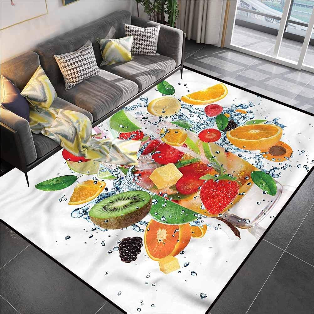 Area Rug Rugs Print Large Floor Mat Fruits, Splashing Juicy