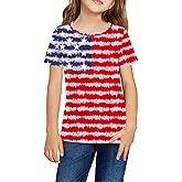Arshiner Girls July 4th American Flag T Shirts Patriotic Short Sleeves Shirts Blouse Tops Tee