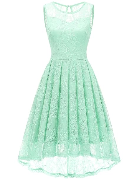 Gardenwed Damen Kleid Retro Ärmellos Kurz Brautjungfern Kleid Spitzenkleid Abendkleider CocktailKleid Partykleid