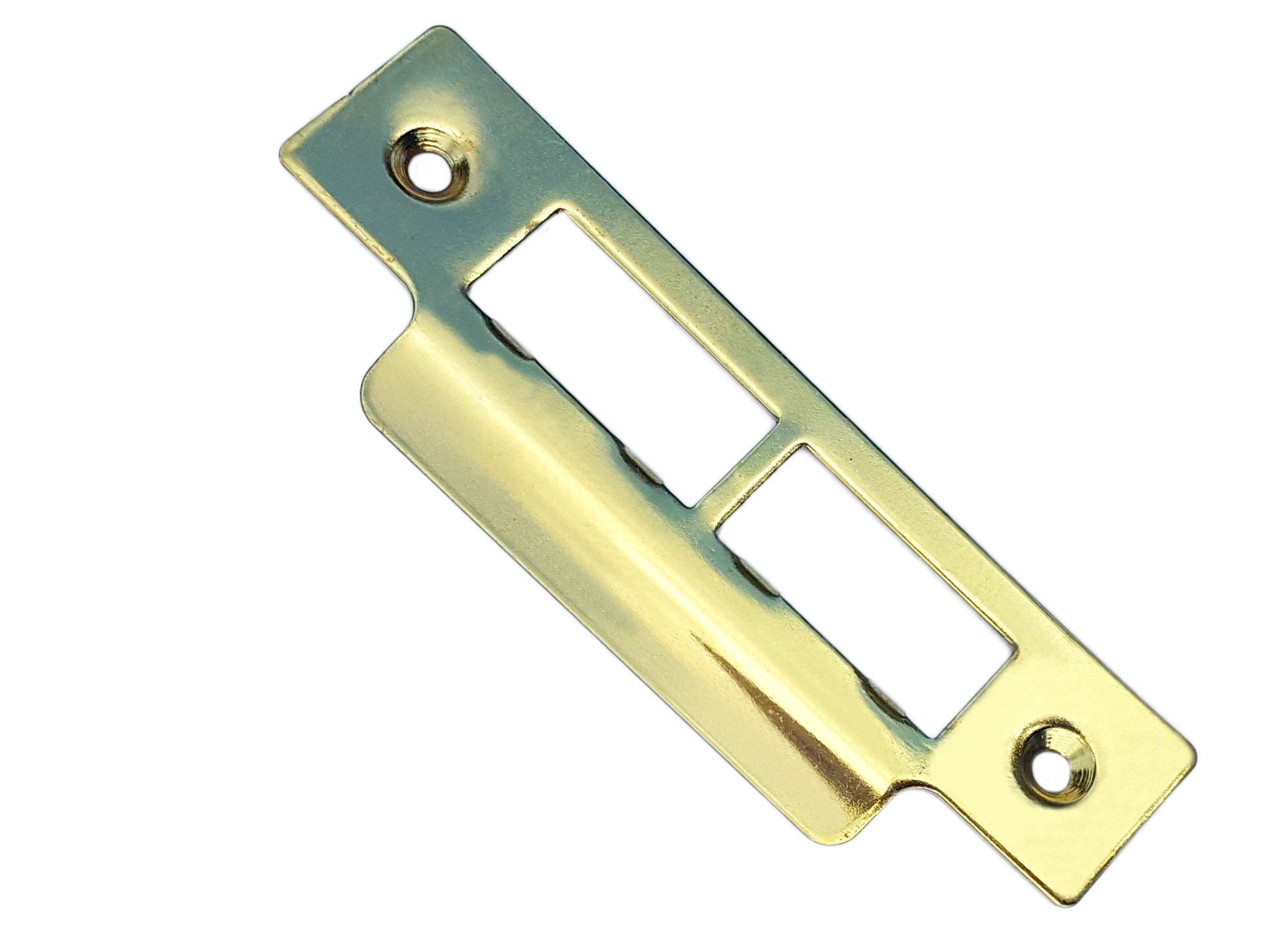 Polished Brass Strike Plate for Door Frames Plated Finish 114mm Long Square Edge