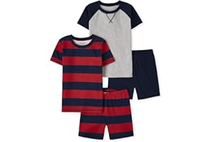 The Children's Place boys Short Sleeve Top and Shorts Snug Fit 100% Cotton 2 Piece Pajama Set