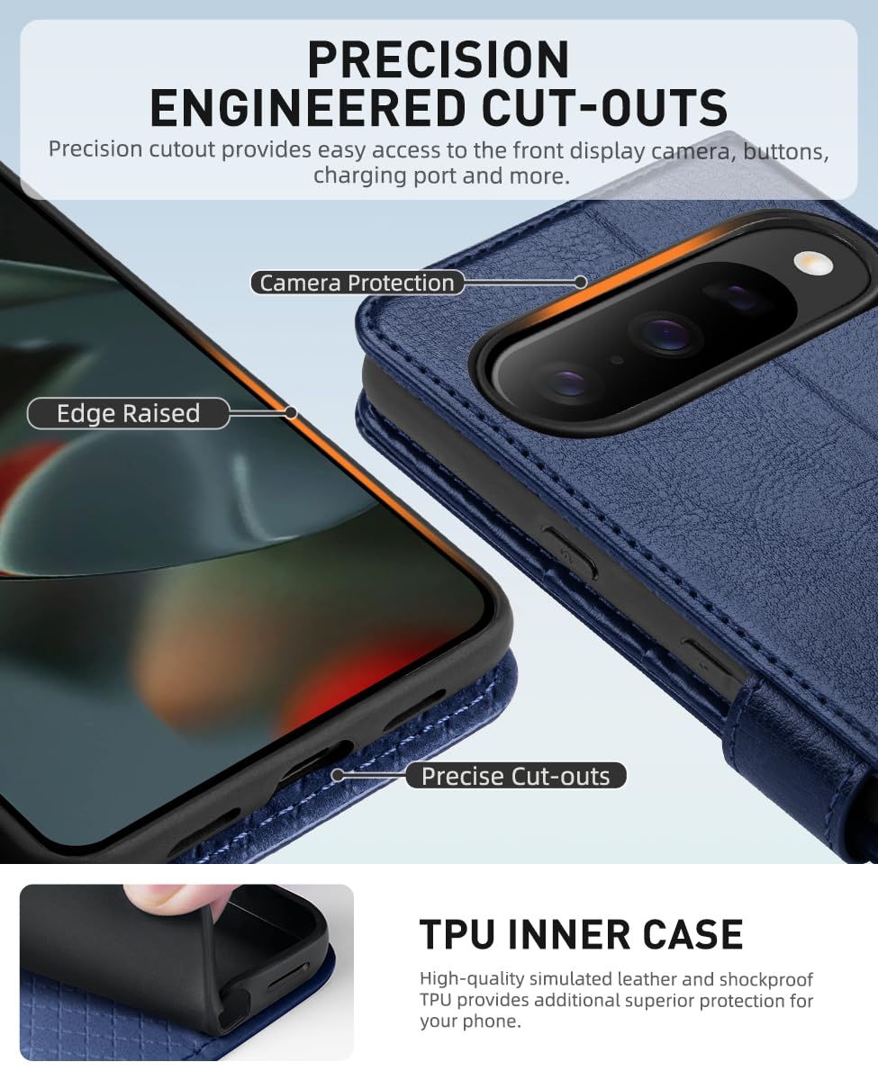 OCASE Schutzhülle für Google Pixel 10/10 Pro Hülle Kartenfach Blau 5