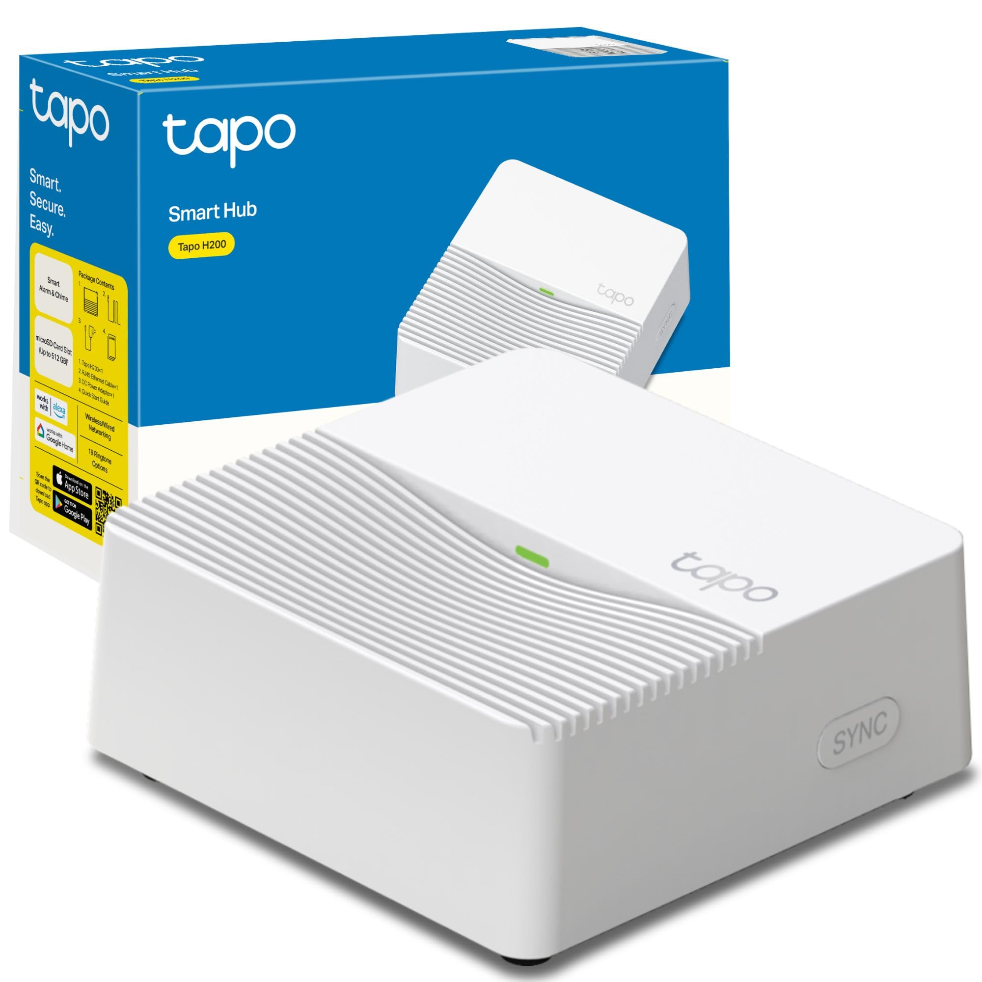 Tapo H200 Smart Hub with Alarm & Chime, Works with Switches, Buttons, Sensors, Cameras and Video Doorbells, Connect Up to 64+4 Devices, 19 Ringtones, Low-Power Wireless, Local microSD Storage