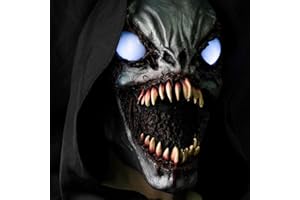 Wellinology Monster Eyes Light Up Mask Halloween Scary Led Mask, Latex Creepiest Full Head Realistic Horror Zombie Ghost Devil Cosplay Costume Mask Party Props