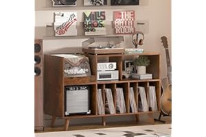 LELELINKY Large Record Player Stand, 48‘’Turntable Stand with Storage, Vinyl Record Holder with Display Area, Record Player Table Holds Up to 450 Albums, Record Stand for Music Room Living Room