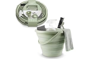 SIMPLEMADE Collapsible Bucket Cleaning Set - Includes 2 Foldable Buckets, Spray Bottle, Rag, Scrubbing Brush and Sponge - Holds Up to 10 liters, Easy Storage, All-Purpose Cleaning Solution