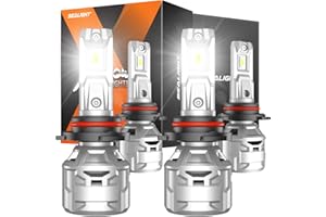 SEALIGHT 9005/HB3 9006/HB4 Bulbs, 6500K Diamond White High Low Beam 6X Brightness X5 Adjustable Clasp Non-polarity Fog Bulbs for ATVS, Powersports Accessory Lights Plug and Play, Pack of 4
