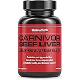 MuscleMeds Carnivor Beef Liver Capsules, Energy Production, Muscle Recovery, Immunity, Non-GMO, Liver Health Supplement, Grass Fed 180 Capsules