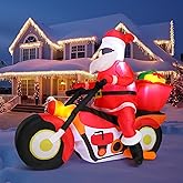 Leyndo 6FT Christmas Inflatable Santa on Motorcycle,Outdoor Blow up Yard Decoration with LED Lights for Xmas Holiday Party Garden Yard Lawn