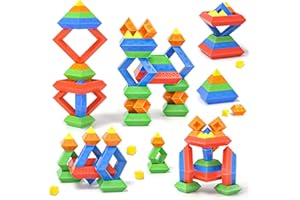 Ci Vetch Blocks Building Toys for Toddlers 1-3 3-5, Pyramid Stacking Blocks Preschool Educational Toys for Ages 2 3 4 5 6 Boys & Girls Learning Stem Sensory Toys Kids Birthday, 45PCS