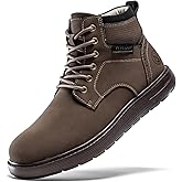 FLYLAND Men's Fashion Sneaker Chukka Boots Lace Up Leather Ankle Dress Boot Lightweight Non-Slip Walking Shoes