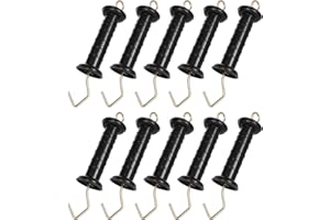 ABuff 10 Pack Plasitc Electric Fence Gate Handles Insulators Ranch Fences Accessories, Simple Tension Gate Handle with Spring for Electric Fence, Black