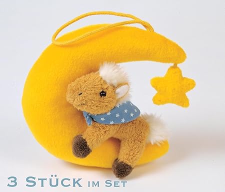 Plüschpferd Traumpferdchen aus Plüsch 3er Stück im Set Plüschmond mit Pferd aus Stoff