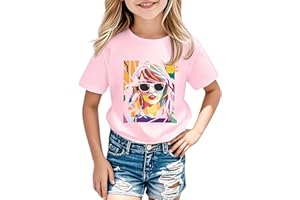 BOMDEALS Girl Country Music T-Shirt - Kids Singer Letters Graphic Birthday Shirts Gifts Fan Song Tour Concert Outfit Top