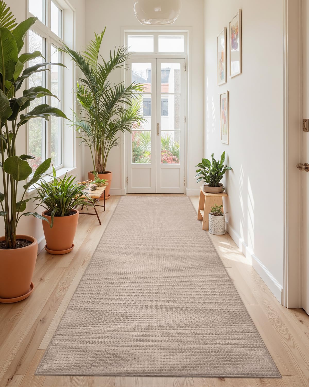 Photo 1 of Color&Geometry Hallway Runner Rug 2'x10', Extra Thin Area Rug Non Slip Kitchen Rug, Washable Laundry Rug Runner, Easy to Clean Floor Carpet Runners for Hallways Entrance Living Room Bedroom, Beige