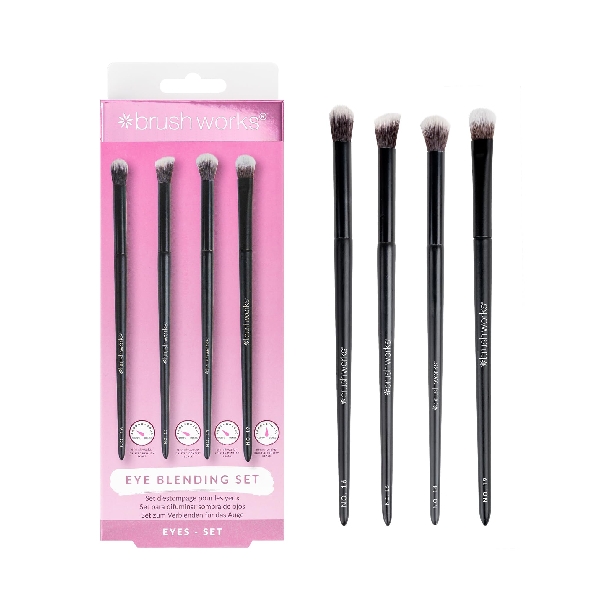 Brushworks Eye Blending Set – 4-Piece Eyeshadow Brush Kit with Tapered, Fluffy, Angled & Crease Brushes, Seamless Blending & Crease Definition